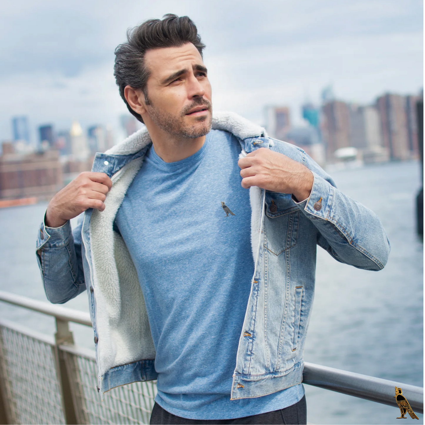 Men's Denim Sherpa Jacket | Blue