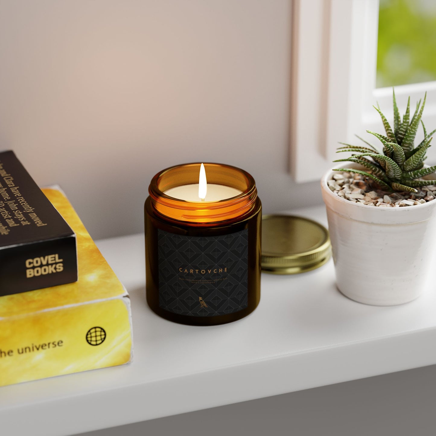 Scented Coconut Apricot Candles (4oz, 9oz) Amber Jar