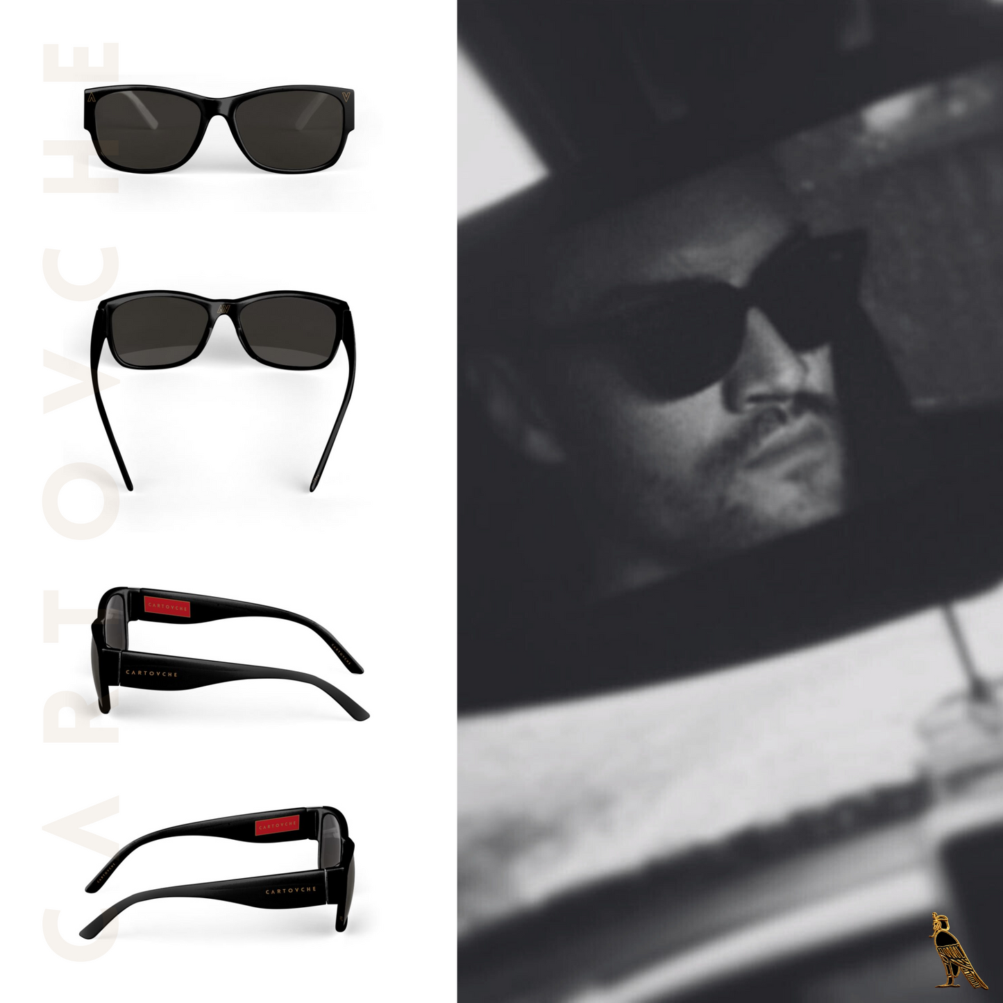 Sunglasses (Black) - Cartovche Logo