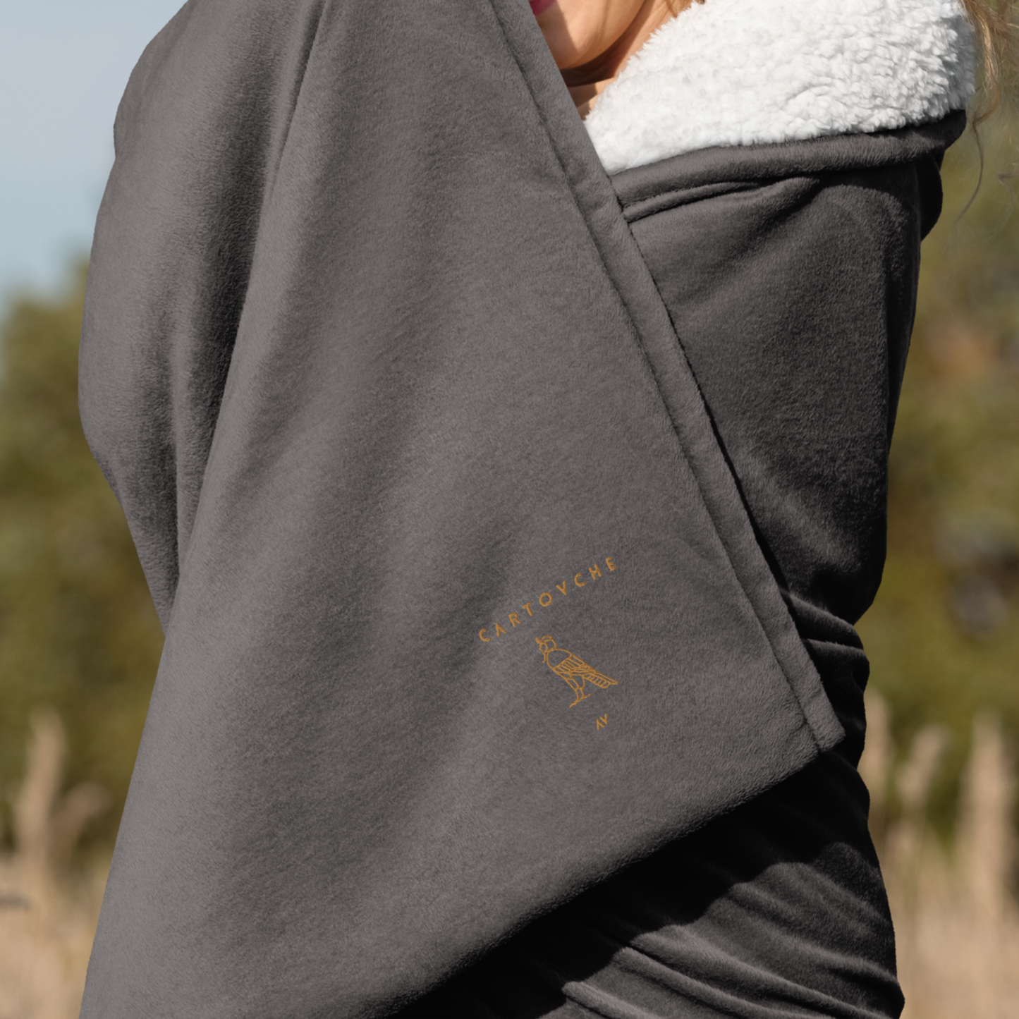 Premium Sherpa Throw Blanket - Embroidered Cartovche Logo