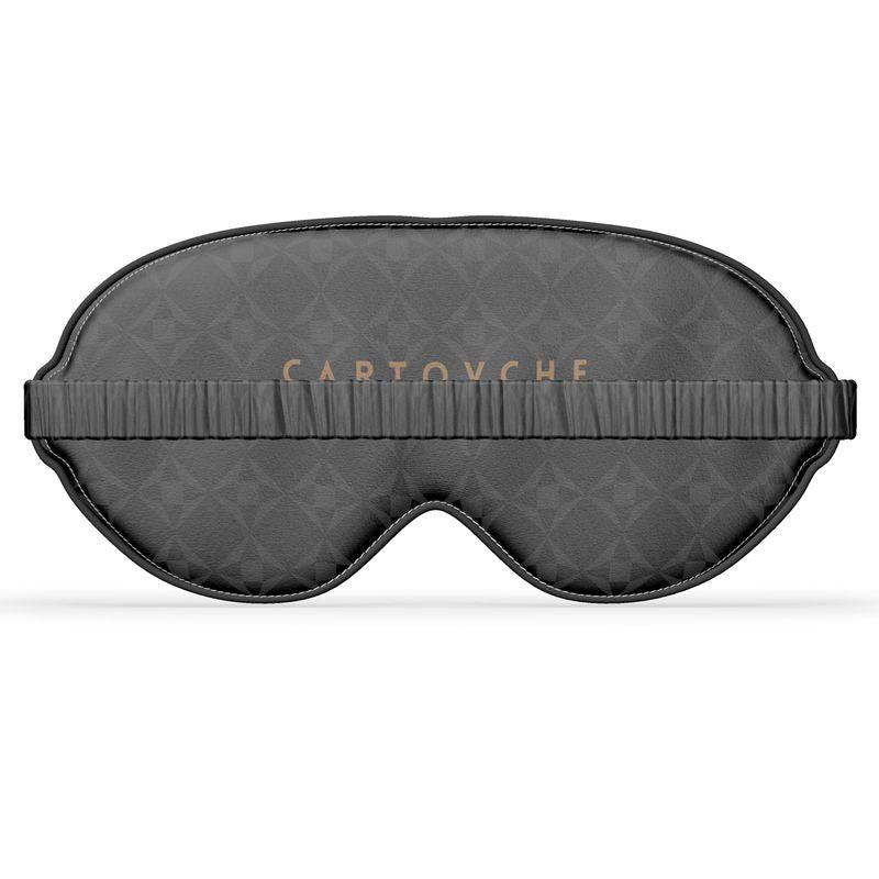 Pure Silk Satin Eye Mask | White & Navy Geo Pattern