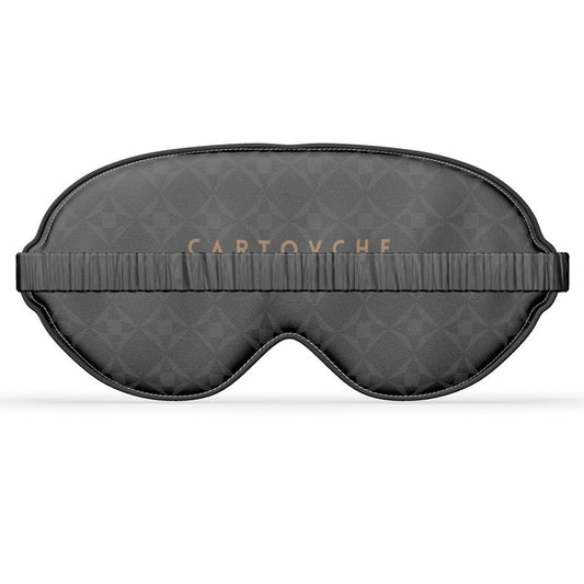 Pure Silk Satin Eye Mask | White & Navy Geo Pattern
