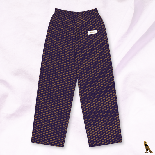 Navy Lounge Pants - All-Over Gold 'AV' Logo | Loungewear