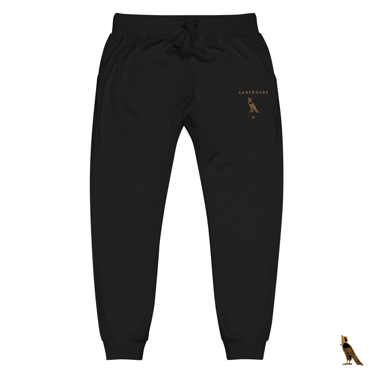 Men's Embroidered Fleece Sweatpants | Gold Cartovche Logo