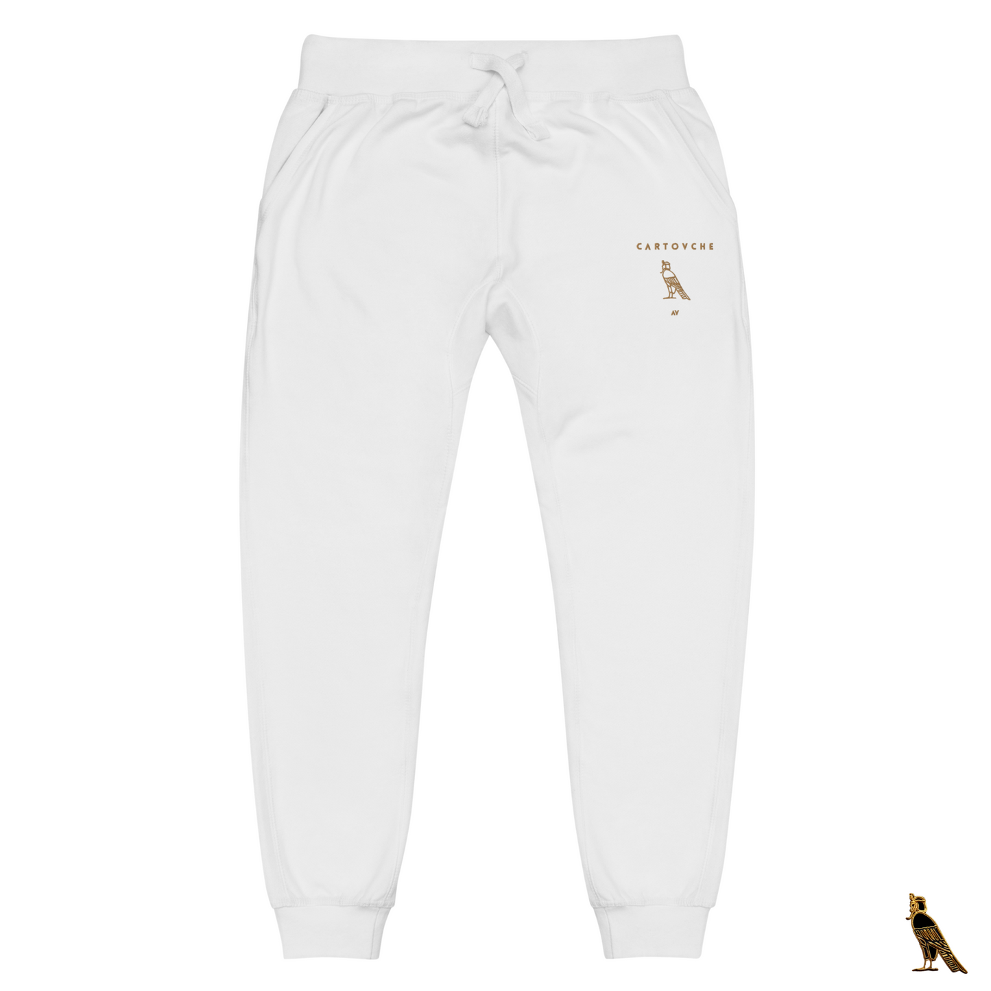 Men's Embroidered Fleece Sweatpants | Gold Cartovche Logo