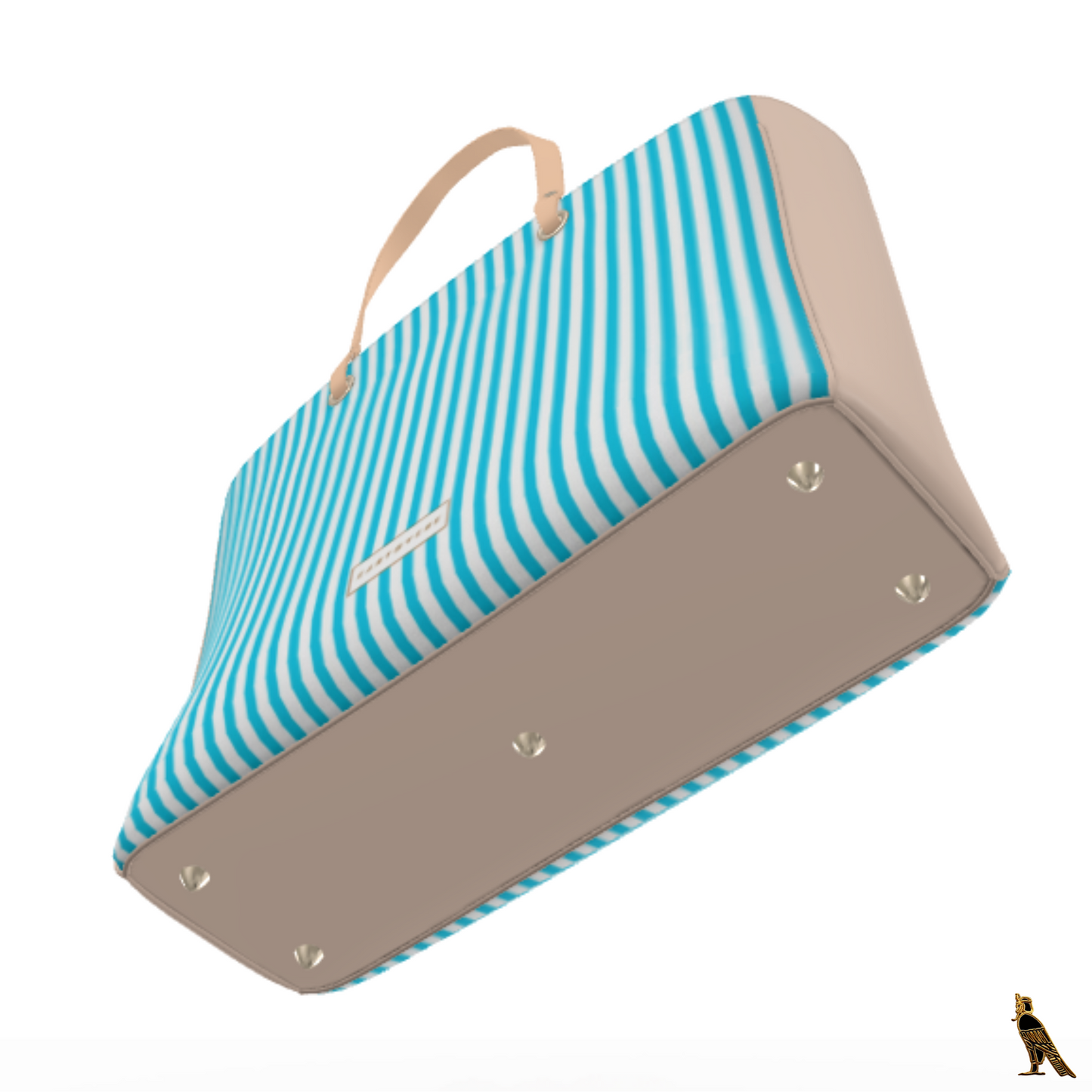 Nappa Leather Tote Handbag | Blue & White Stripe