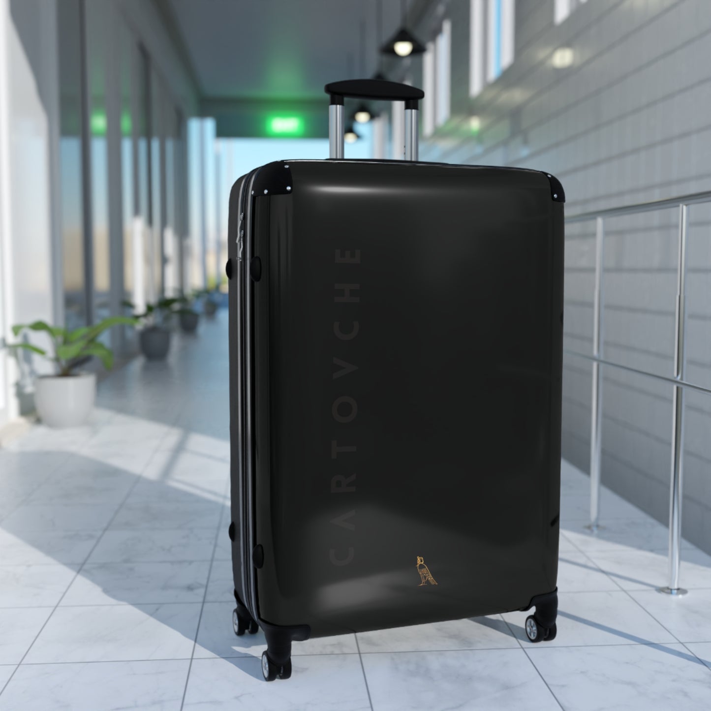 Suitcase | Black (Large Vertical Grey Cartovche Logo)