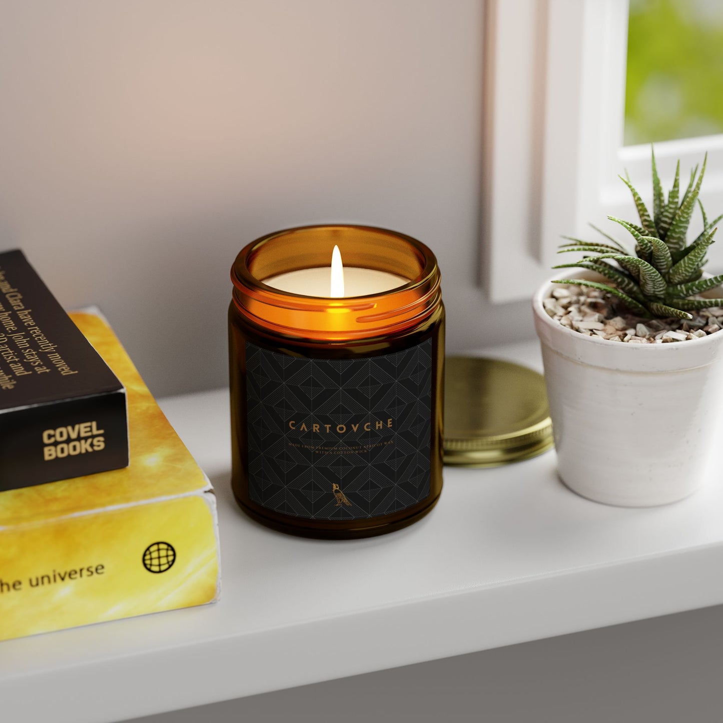 Scented Coconut Apricot Candles (4oz, 9oz) Amber Jar