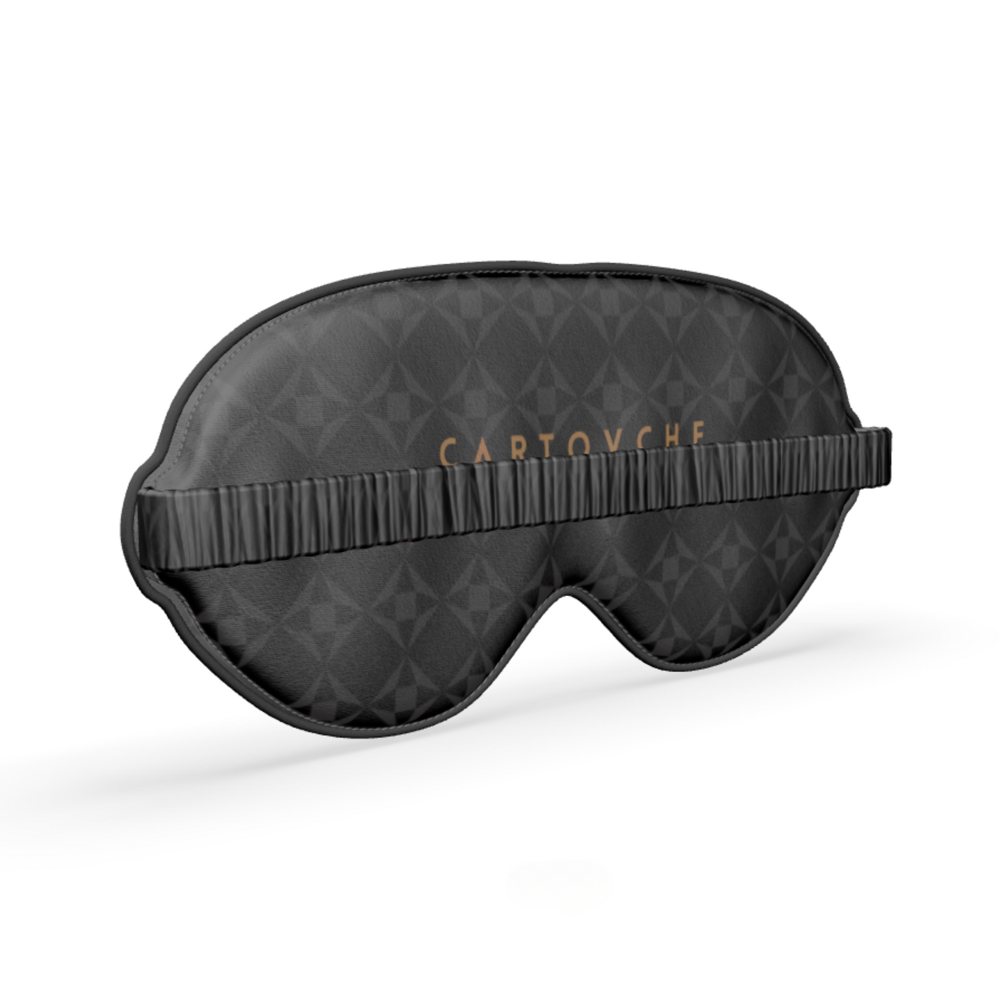 Pure Silk Satin Eye Mask | White & Navy Geo Pattern