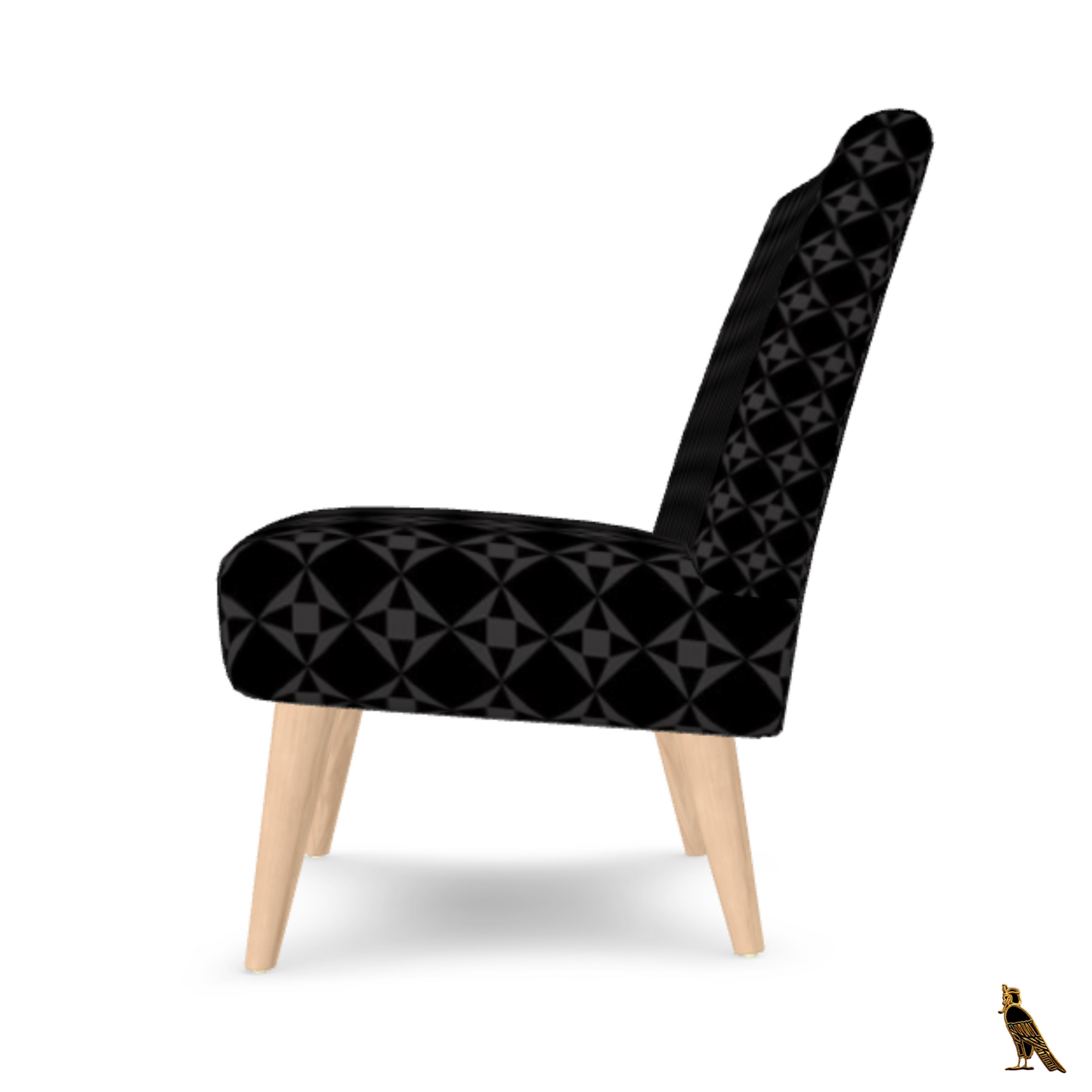 Occasional Chair - Velour | Black & Grey Geo Pattern