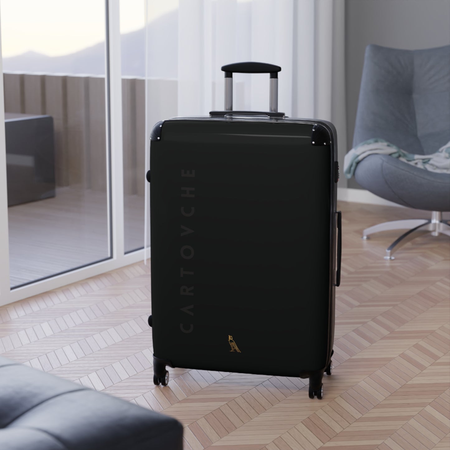 Suitcase | Black (Large Vertical Grey Cartovche Logo)
