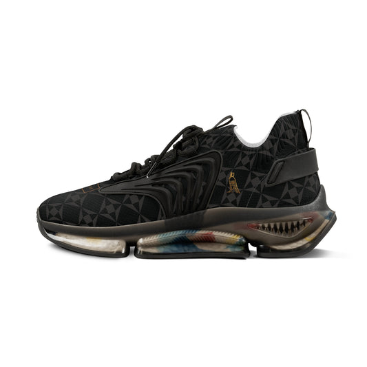 Men's Mesh Sneakers | 'Cartovche Veloce' (Black & Grey Geo Pattern)
