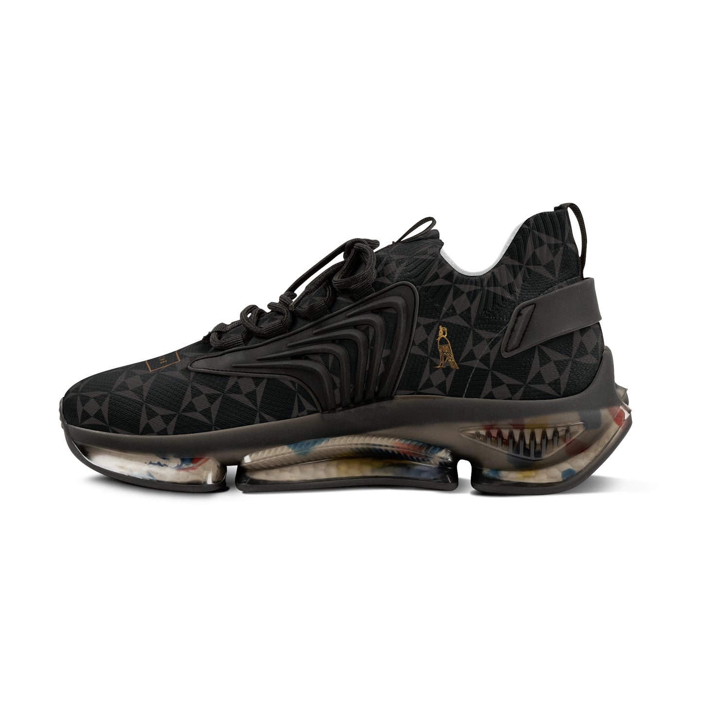 Men's Mesh Sneakers | 'Cartovche Veloce' (Black & Grey Geo Pattern)