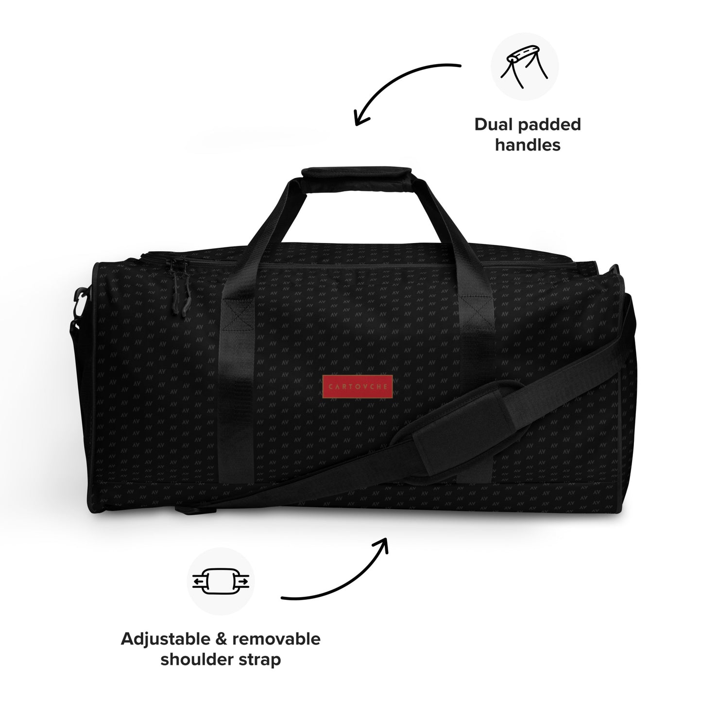 Cartovche Duffle Bag (Black on Black with Gold - Red Label)
