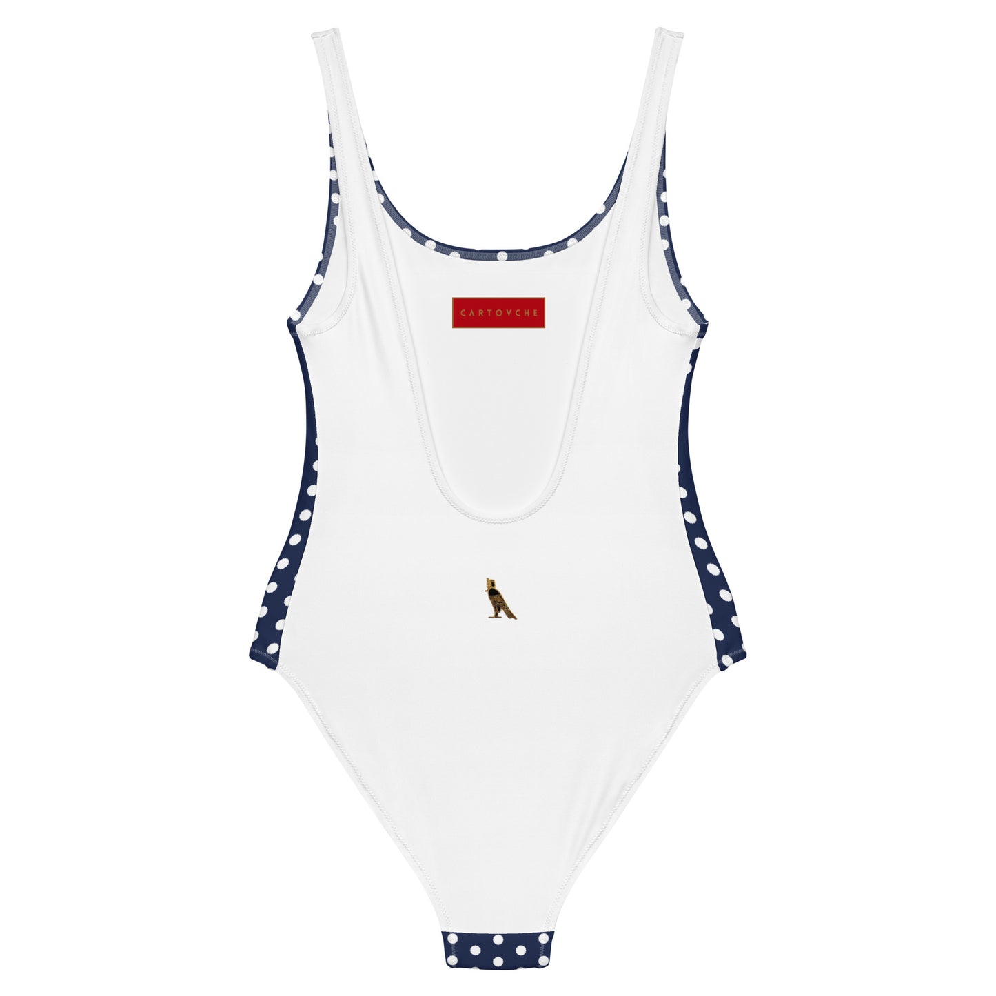 One-Piece Swimsuit (Navy Blue with White Polka Dots)