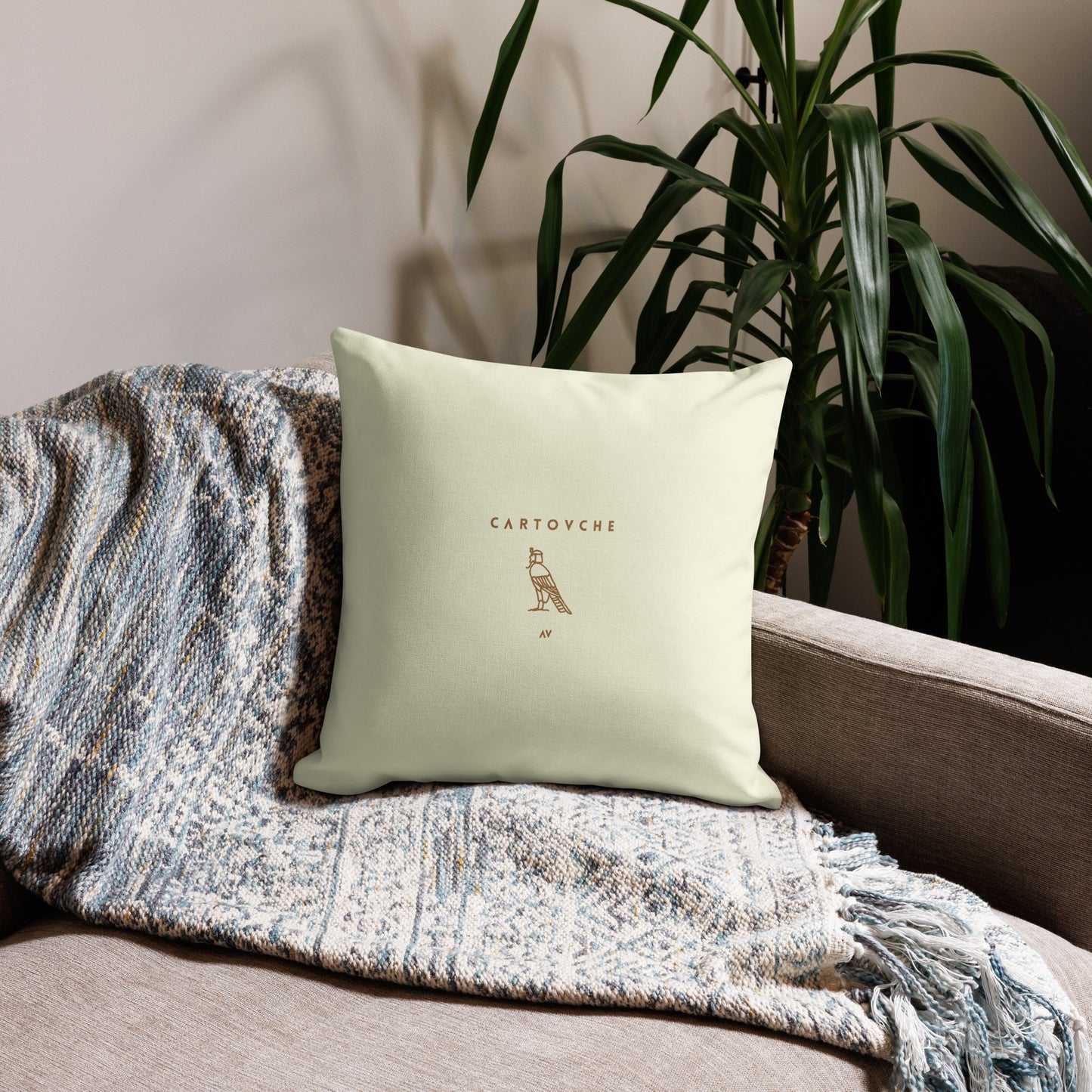 'Gold Geometry' Cushion (Beige)