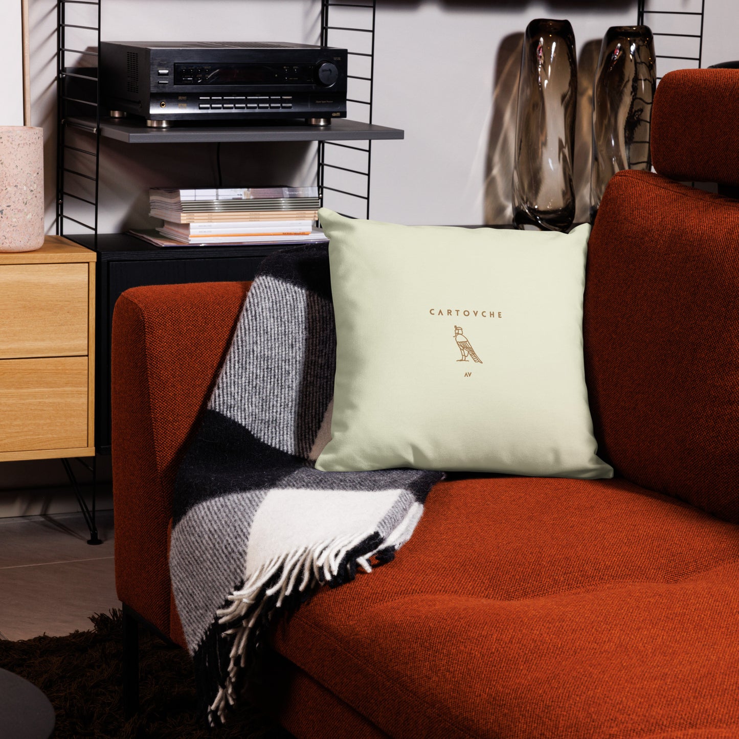 'Gold Meander' Cushion (Beige)