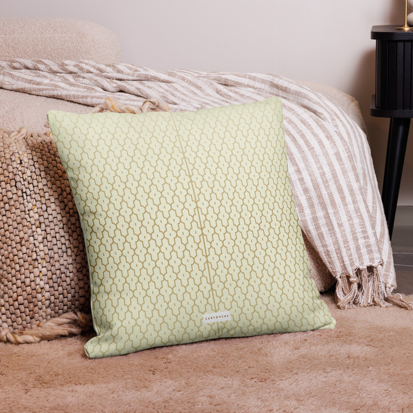 'Gold Geometry' Cushion (Beige)