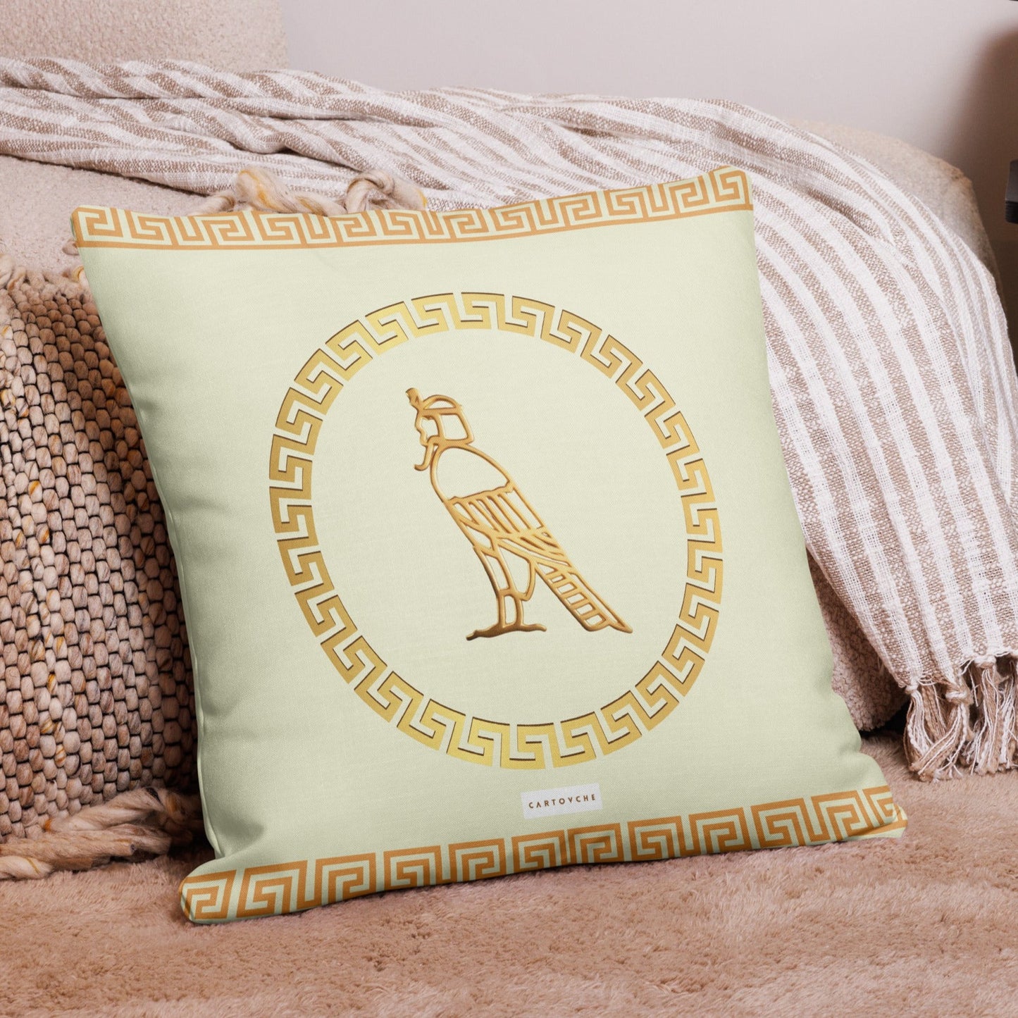 'Gold Meander' Cushion (Beige)