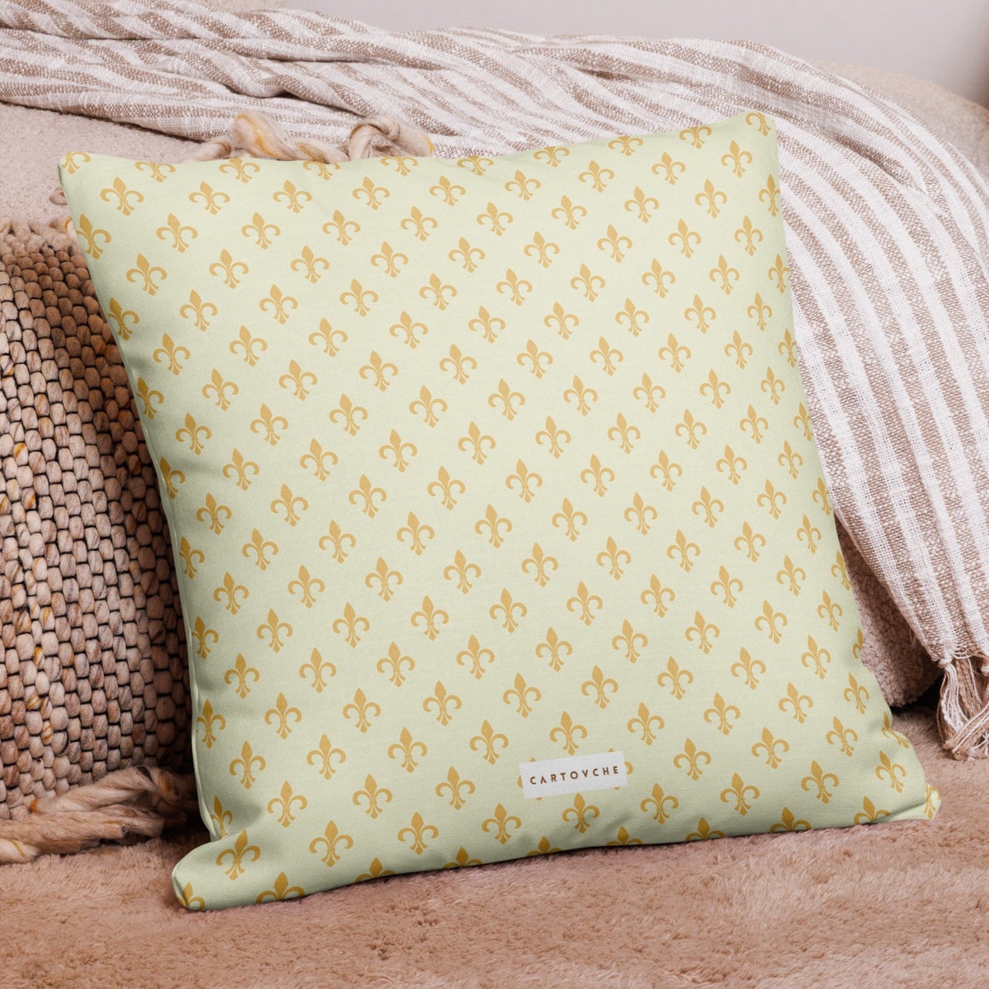 'Gold Fleur-de-lis' Cushion (Beige)