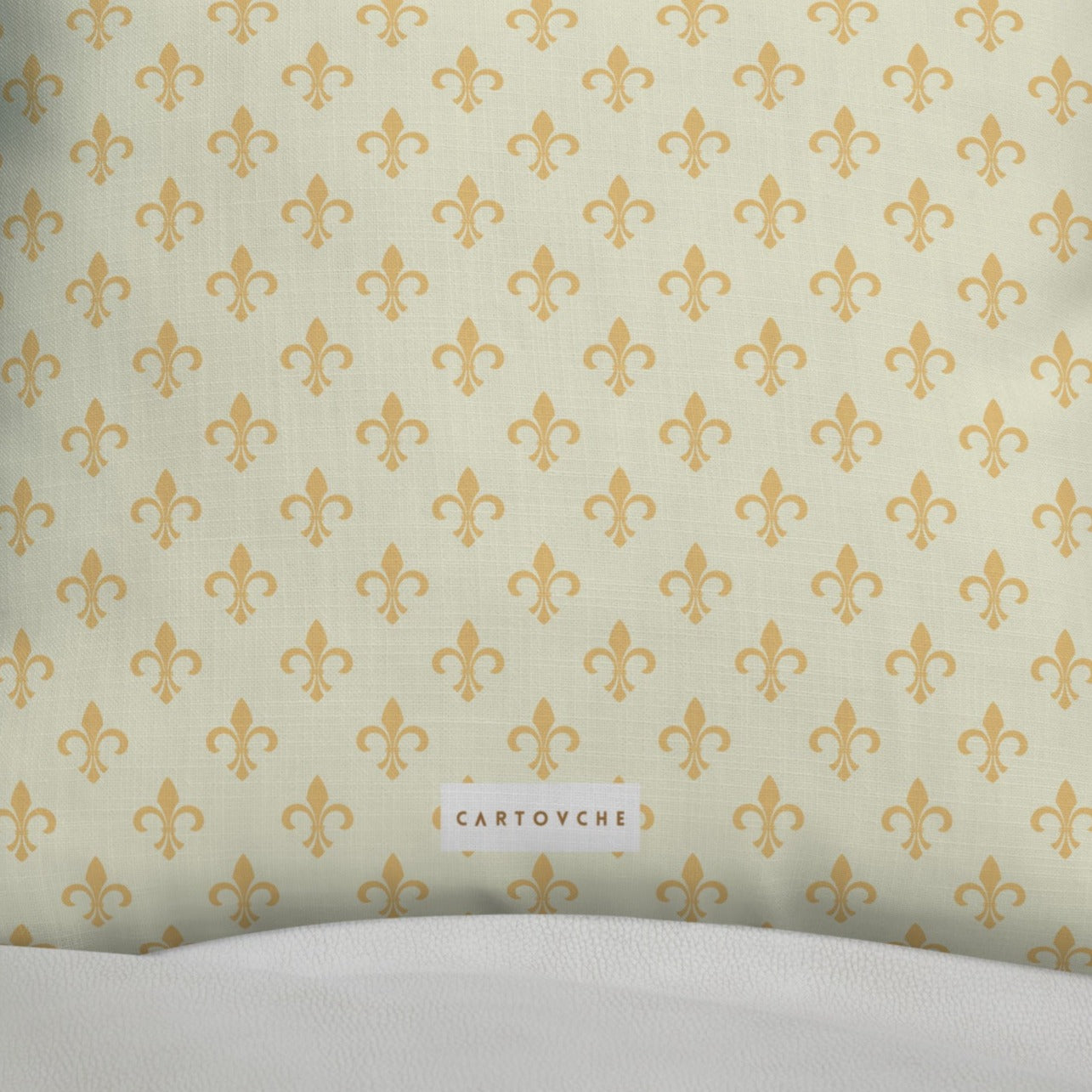 'Gold Fleur-de-lis' Cushion (Beige)