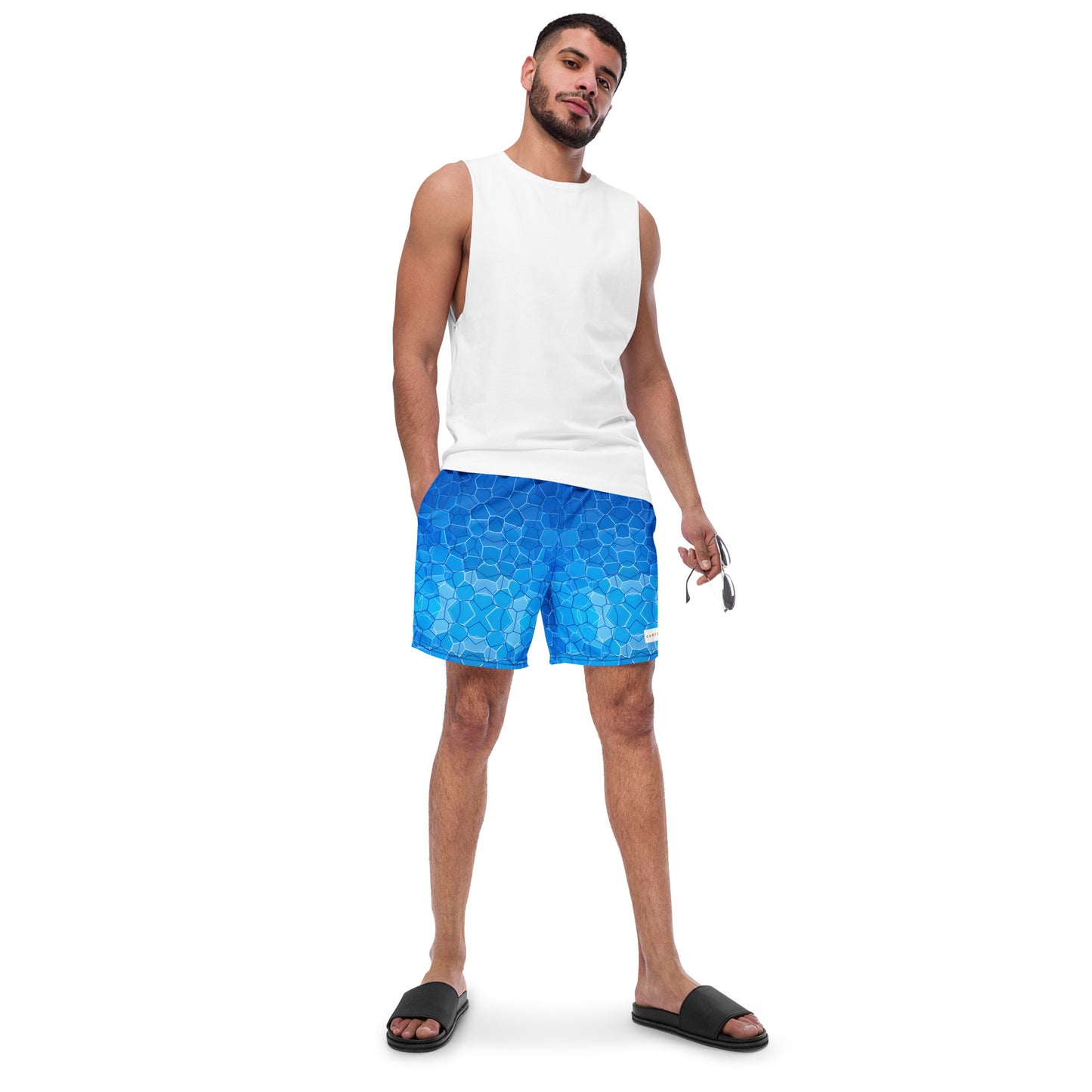 Men's Swim Trunks - Cartovche Badge (Shallow Water Blue)
