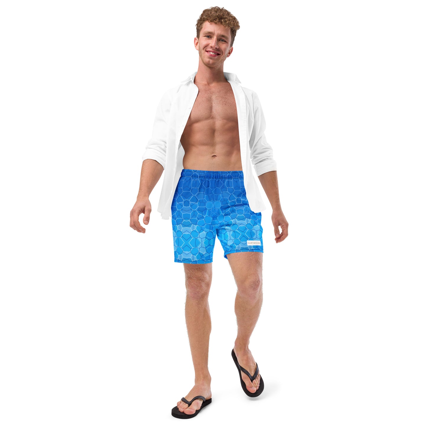 Men's Swim Trunks - Cartovche Badge (Shallow Water Blue)