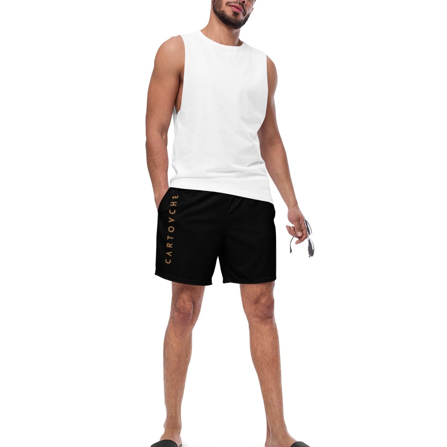 Men's Swim Trunks - Cartovche Logo (Black)