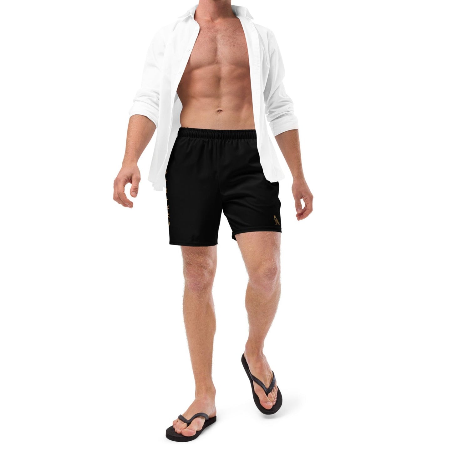 Men's Swim Trunks - Cartovche Logo (Black)