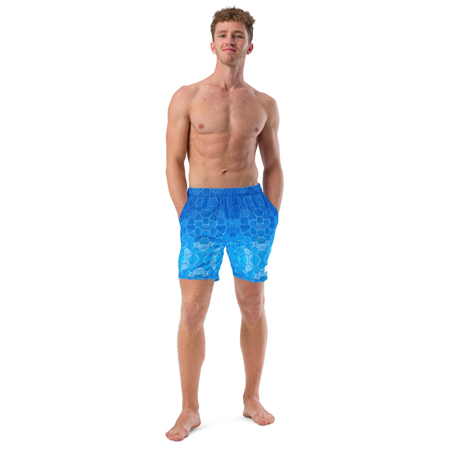 Men's Swim Trunks - Cartovche Badge (Shallow Water Blue)