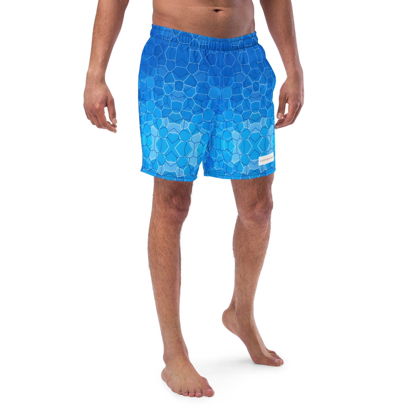 Men's Swim Trunks - Cartovche Badge (Shallow Water Blue)