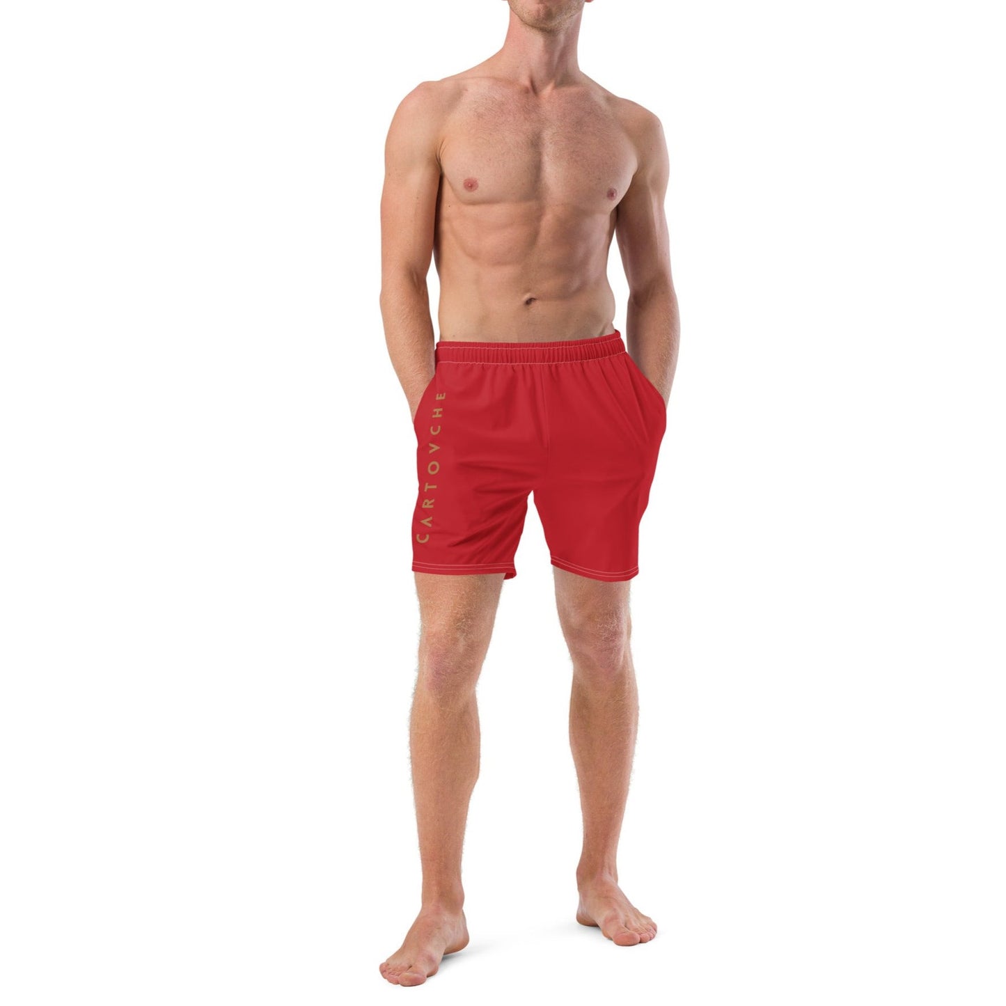 Men's Swim Trunks - Cartovche Logo (Red)