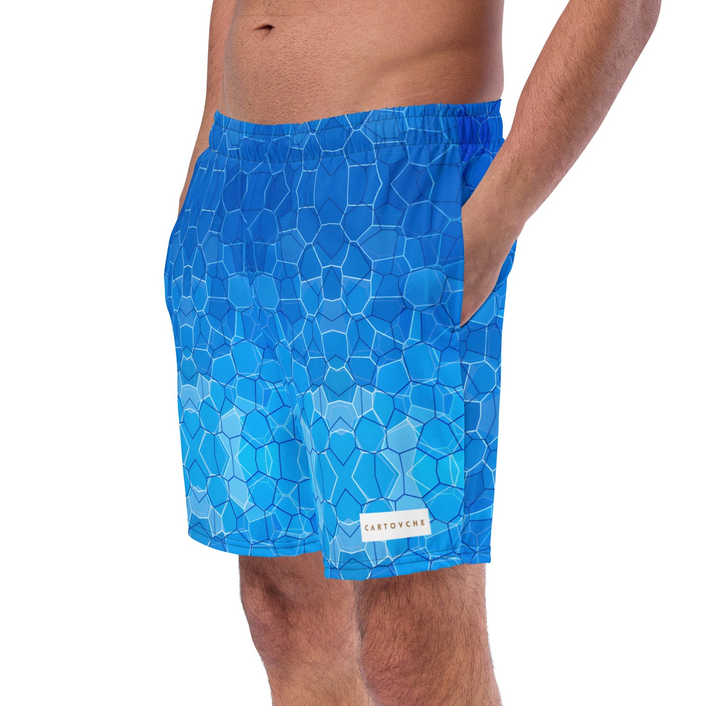 Men's Swim Trunks - Cartovche Badge (Shallow Water Blue)