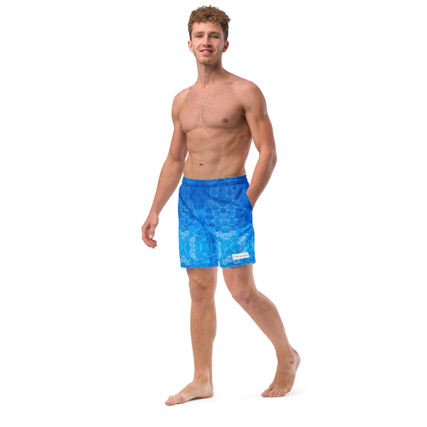 Men's Swim Trunks - Cartovche Badge (Shallow Water Blue)