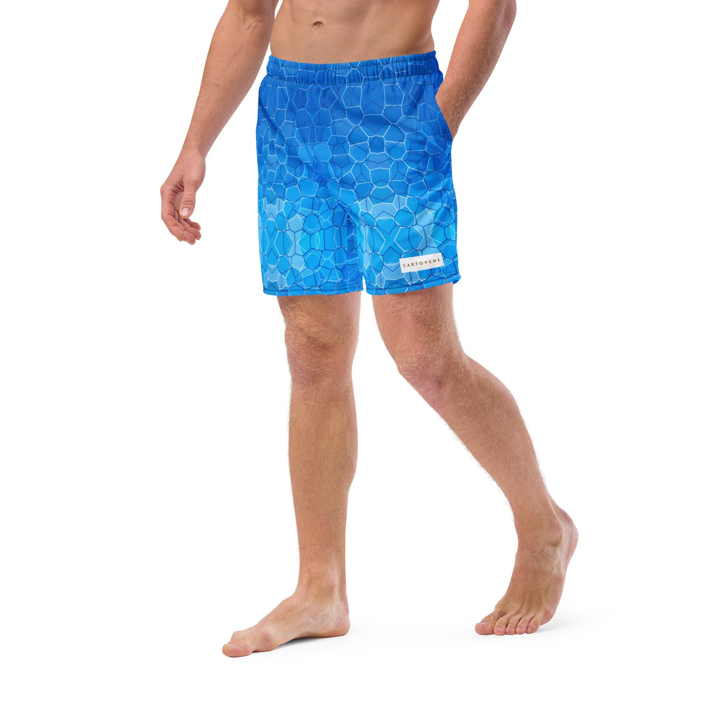 Men's Swim Trunks - Cartovche Badge (Shallow Water Blue)