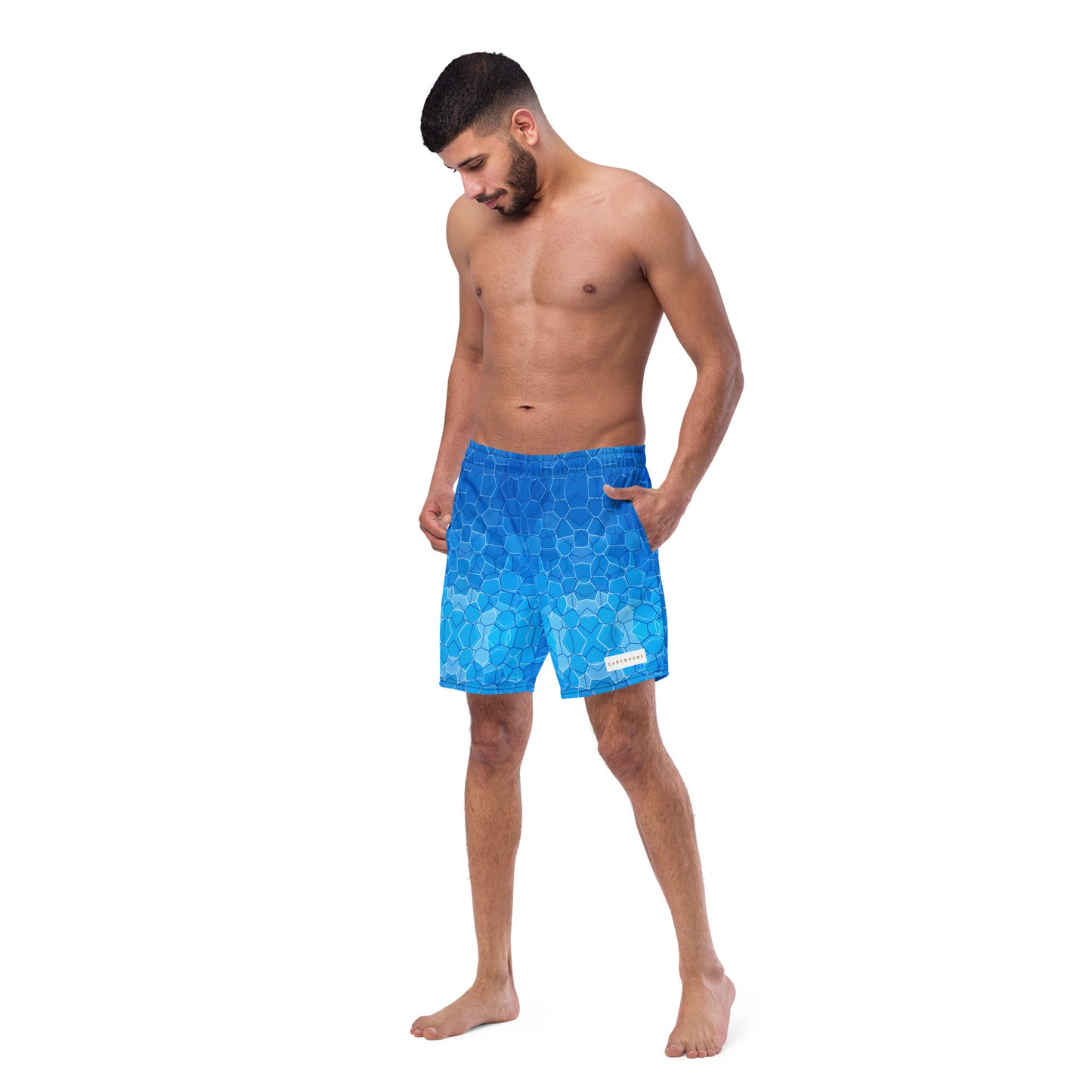 Men's Swim Trunks - Cartovche Badge (Shallow Water Blue)