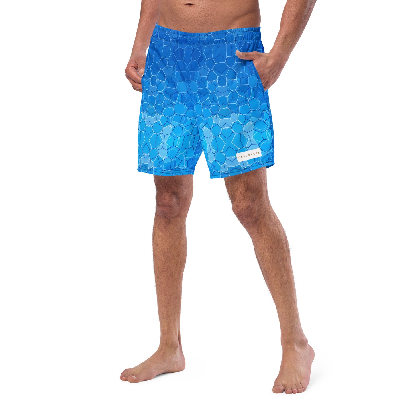 Men's Swim Trunks - Cartovche Badge (Shallow Water Blue)