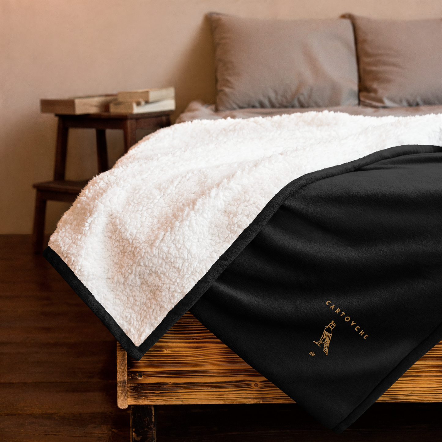 Premium Sherpa Throw Blanket - Embroidered Cartovche Logo