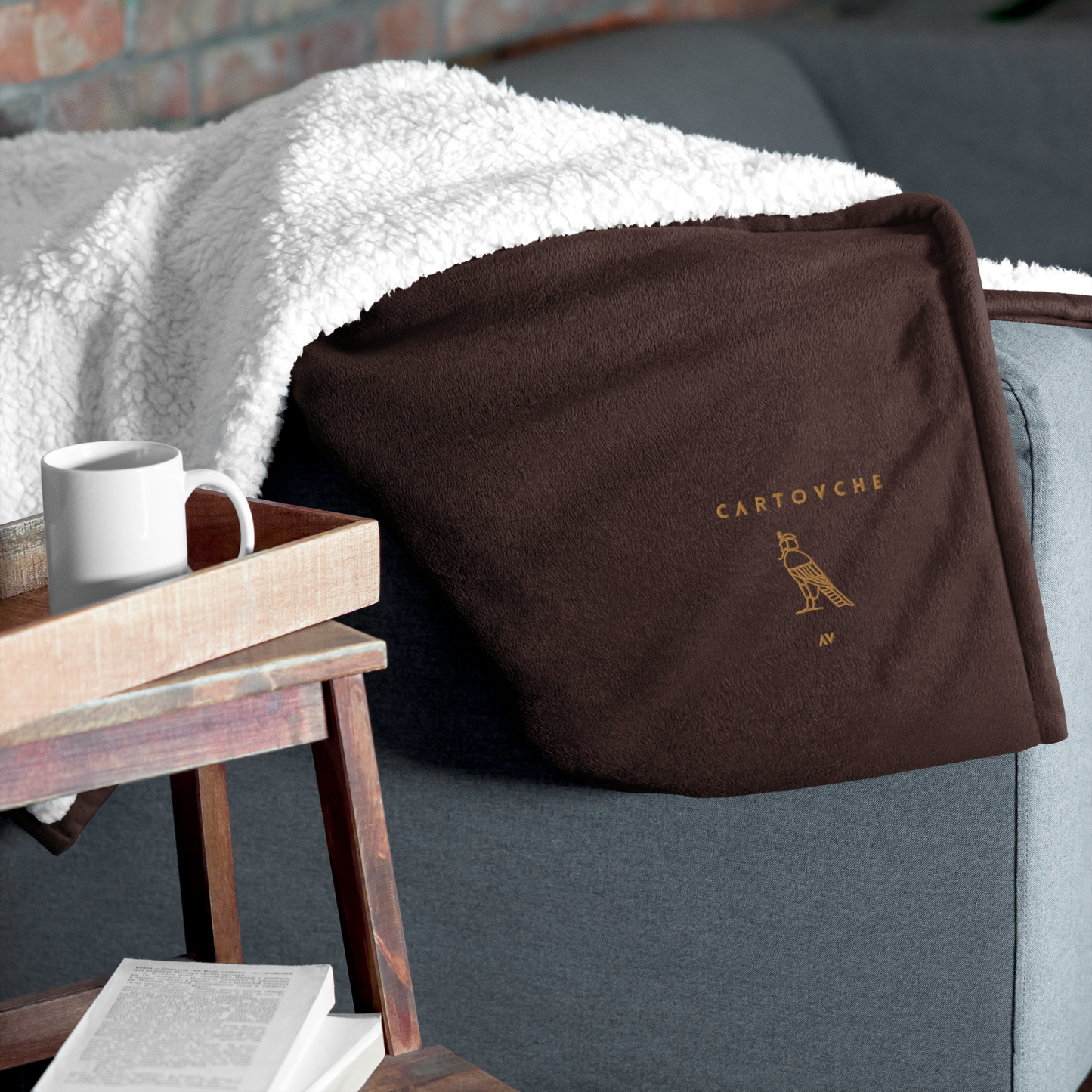 Premium Sherpa Throw Blanket - Embroidered Cartovche Logo