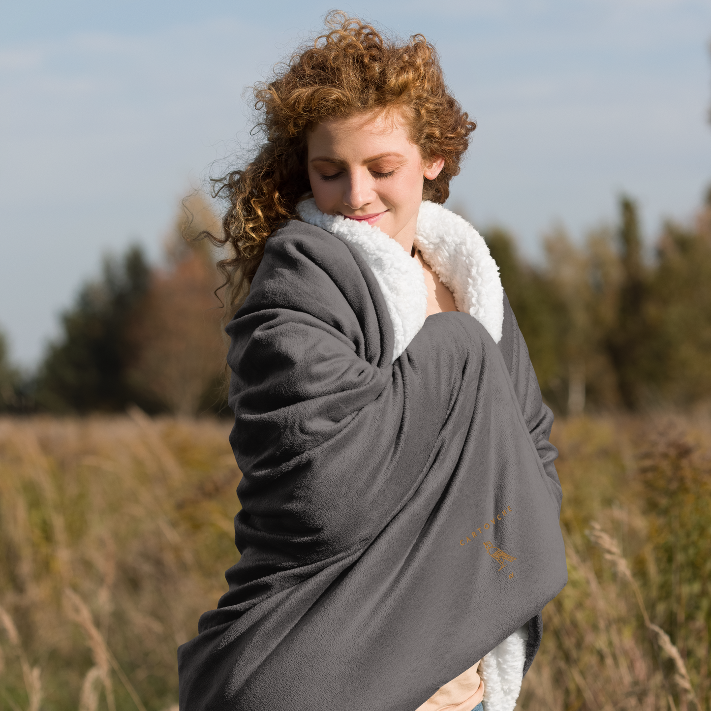 Premium Sherpa Throw Blanket - Embroidered Cartovche Logo