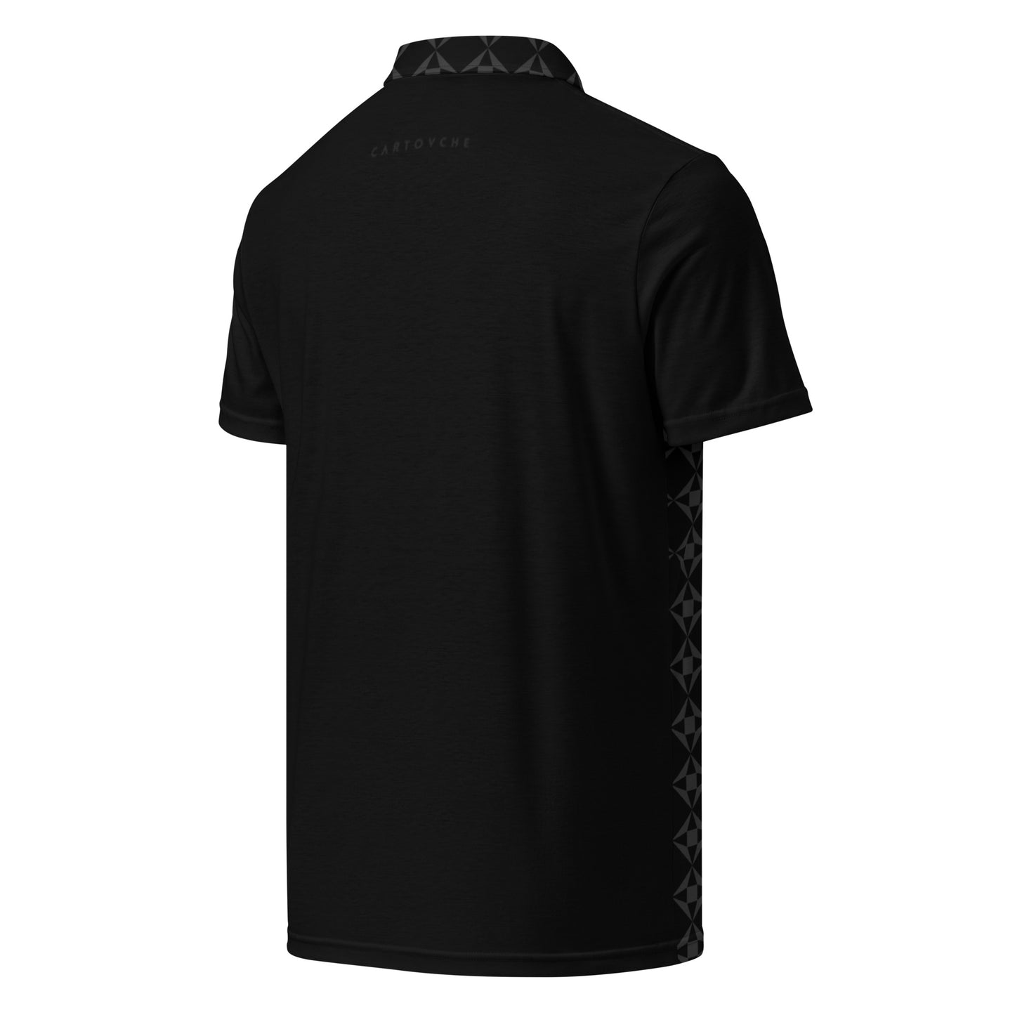 Men’s Slim Fit Polo Shirt | Black (with Grey Geo Pattern)