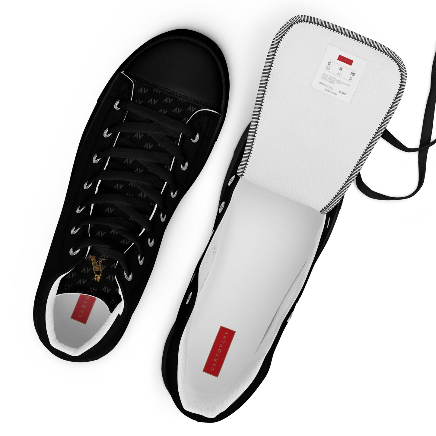 Men’s High Top Canvas Shoes | 'Cartovche Horus' (All Black)