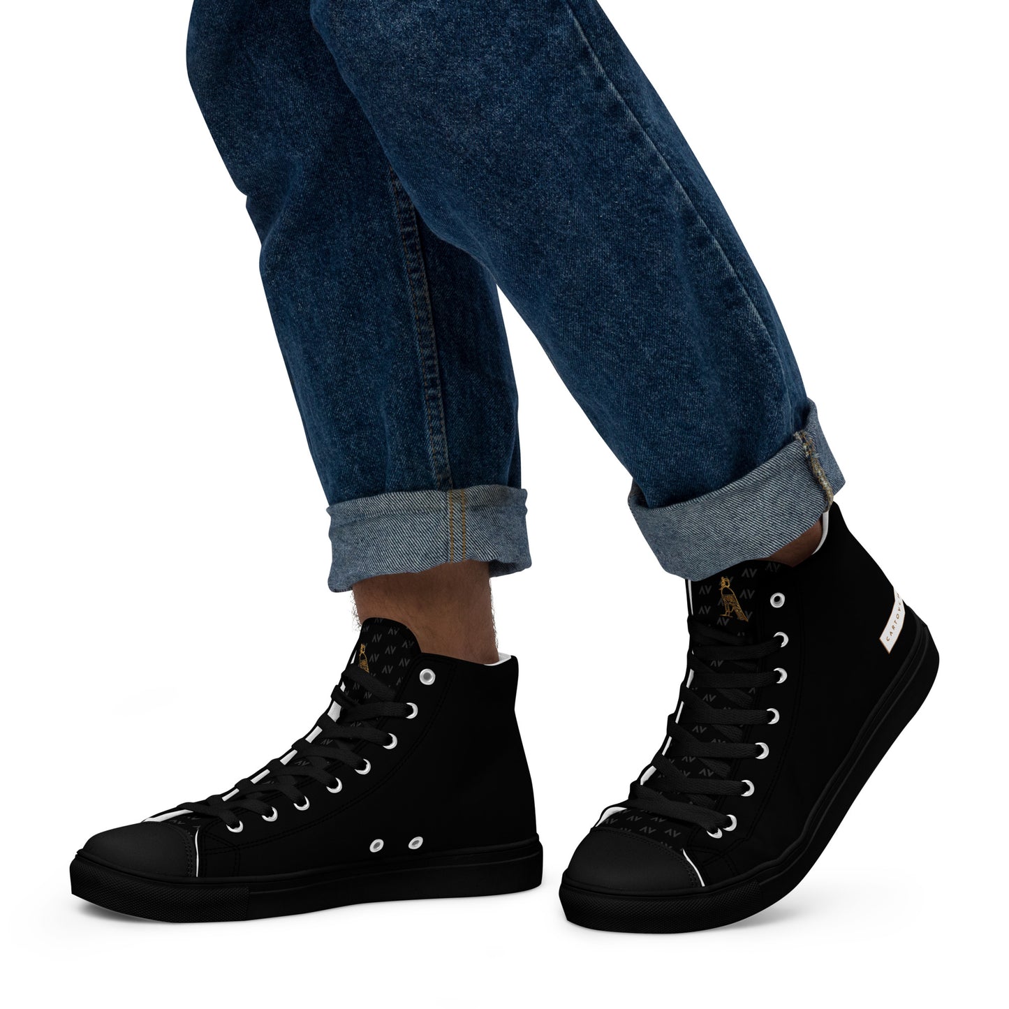 Men’s High Top Canvas Shoes | 'Cartovche Horus' (All Black)