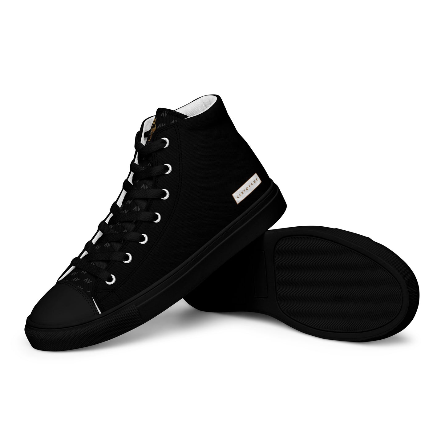 Men’s High Top Canvas Shoes | 'Cartovche Horus' (All Black)