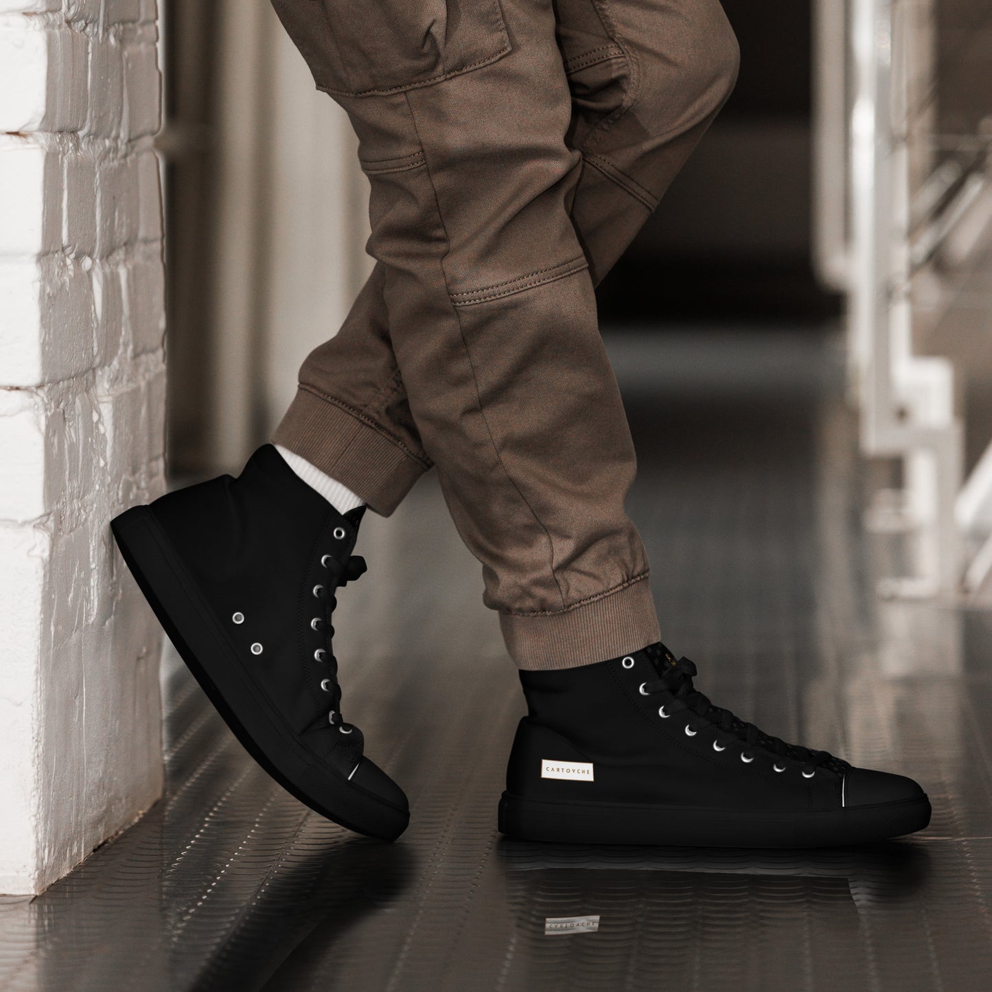 Men’s High Top Canvas Shoes | 'Cartovche Horus' (All Black)