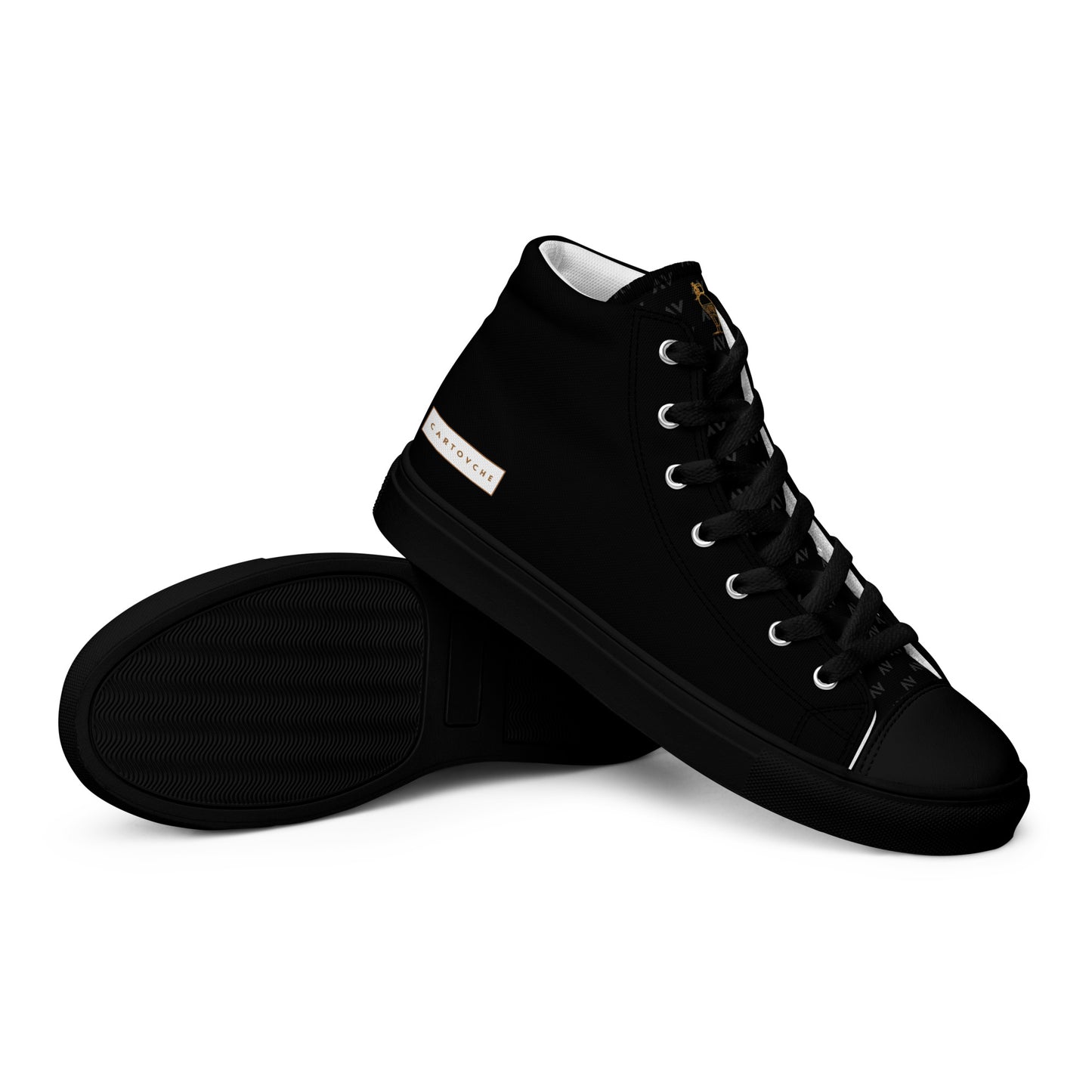 Men’s High Top Canvas Shoes | 'Cartovche Horus' (All Black)