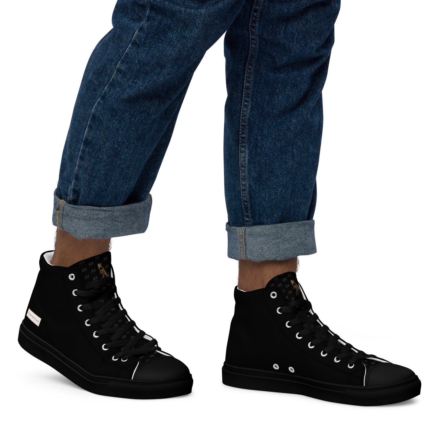 Men’s High Top Canvas Shoes | 'Cartovche Horus' (All Black)