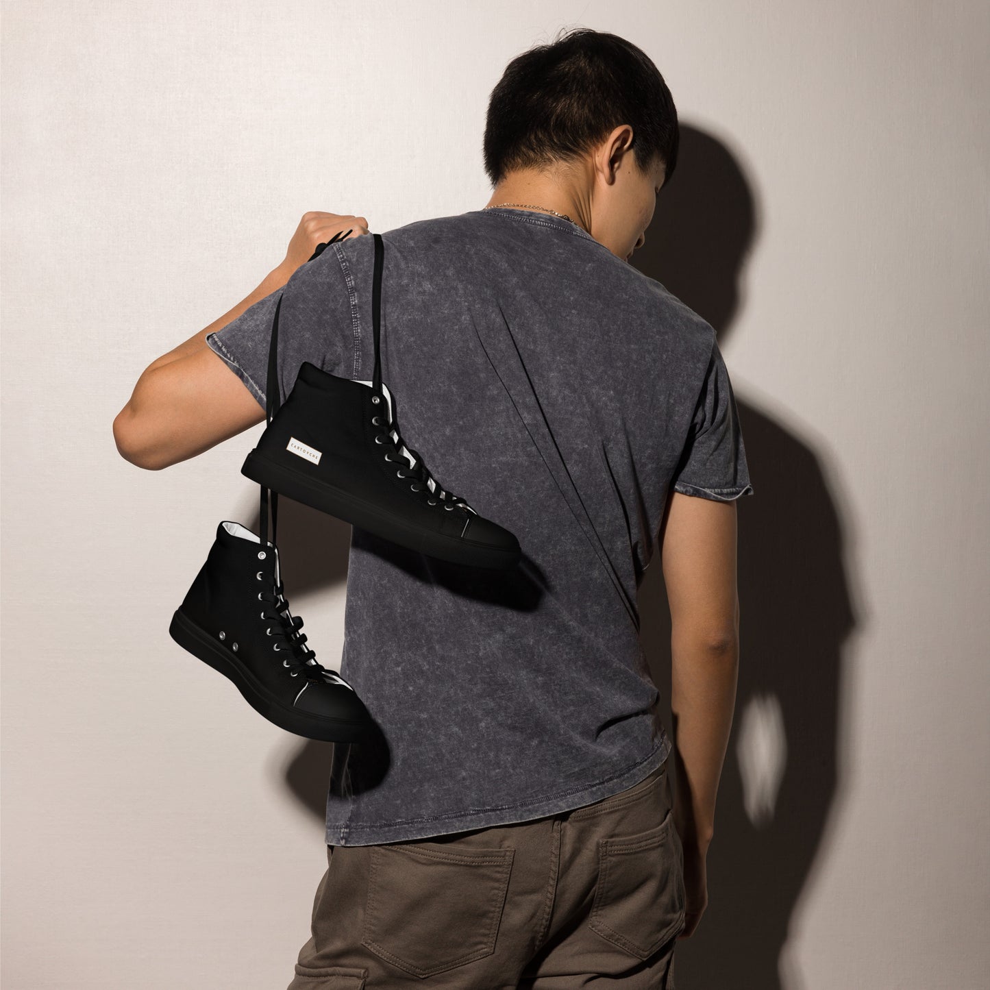 Men’s High Top Canvas Shoes | 'Cartovche Horus' (All Black)