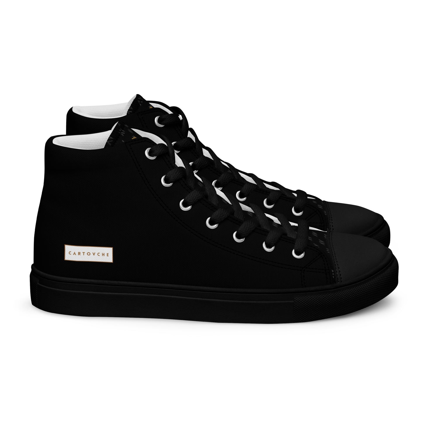 Men’s High Top Canvas Shoes | 'Cartovche Horus' (All Black)