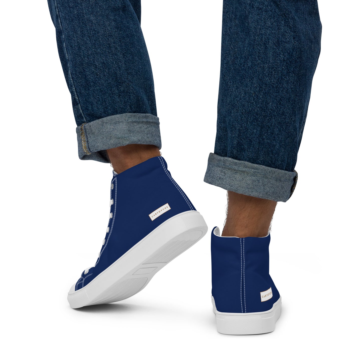 Men’s High Top Canvas Shoes | 'Cartovche Horus' (Navy & White)